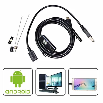 5m de 3,5 m 2m 1m Micro USB Android Endoscópio Câmara 7mm Len Cobra Câmera da Inspeção da Tubulação Impermeável OTG Android USB Endoscopia
