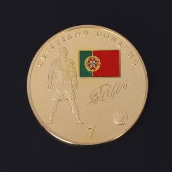 5pcs de 24k de ouro e prata Ronaldo moedas de futebol Brasileiro para a Copa do Mundo superstar cristiano ronaldo desafios as moedas.2pcs