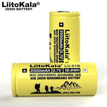 6-30PCS Liitokala LII-51S 26650 de 20A de alimentação bateria de lítio recarregável 26650A , 3,7 V 5100mA . Adequado para lanterna