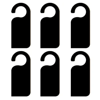 6 Pcs Porta De Madeira Sinal De Cabide De Mini Dupla Face De Madeira, Quadro Negro, Quadro-Negro Mensagem De Notas Memorando Porta Da Placa Do Botão De Gancho Sinal, Preto