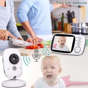 6033 monitor do bebê de bebê foon camara bebe de 3,2 polegadas TFT LCD IR Night Vision 2 Talk caminho de 8 de Ninar Monitor de Temperatura do bebê câmeras