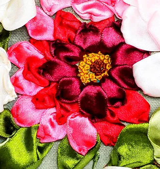 60x50cm flores Coloridas Fita bordado kit de manchar a pintura do conjunto de artesanato kit DIY feito a mão de obra de bordador arte de decoração de casa