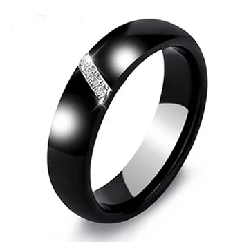 6mm Mulheres Anéis de Cerâmica Mulheres Clássico Preto Branco Anéis Suave Índia Pedra de Cristal de Jóias de Moda, Casamento, Anel de Noivado 2020