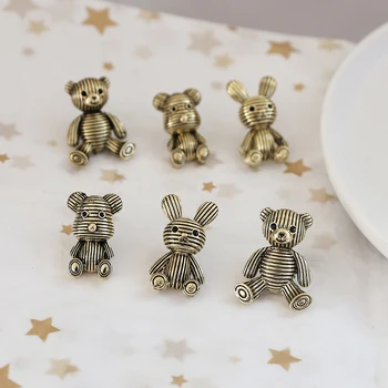 6pcs coreano bonito dos desenhos animados Brincos Para Mulheres coelho urso de pelúcia antiga de ouro da jóia das senhoras brincos material de acessórios