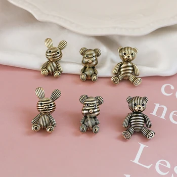 6pcs coreano bonito dos desenhos animados Brincos Para Mulheres coelho urso de pelúcia antiga de ouro da jóia das senhoras brincos material de acessórios