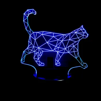 7 Cores 3D Led Luzes da Noite de Onda Gato Andando Gato Lâmpada Para Crianças Touch USB Tabela Lampe Sono do Bebê Lâmpada Com Interruptor bonito