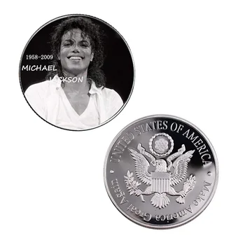 7pcs/set Michael Jackson Comemorativa Conjunto de Moedas de Prata Banhado Desafio Moedas Coleccionáveis de Decoração Acessórios