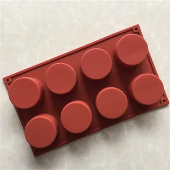 8 furo cilíndrico cupcake molde de silicone aromaterapia vela do molde do bolo ferramenta fácil de limpar