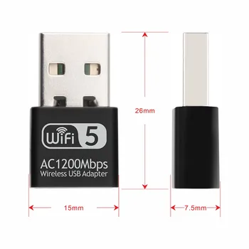 802.11 AC Adaptador USB WIFI de 5 ghz 2,4 G 1200Mbps USB de LAN sem Fio Placa de Rede Mini Portátil de Dupla Banda Adaptador Wi-Fi Para PC Portátil