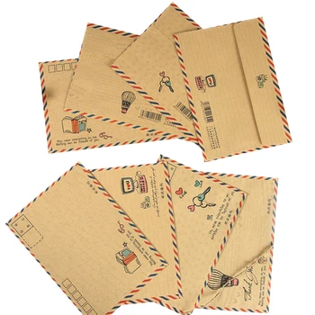 80pcs/monte retro janela kraft envelope de papel saco de papel por correio aéreo, Ano Novo, presentes tampa cartões envelope de papelaria atacadista de