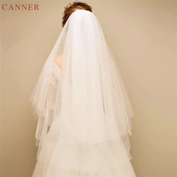 85cm*150cm Simples de Duas Camadas de Véus de Casamento do Marfim Branco Curto de Tule Véu de Noiva, com Pente de Acessórios do Casamento C40