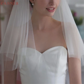 85cm*150cm Simples de Duas Camadas de Véus de Casamento do Marfim Branco Curto de Tule Véu de Noiva, com Pente de Acessórios do Casamento C40