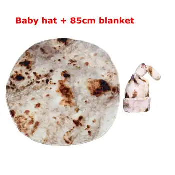 85cm-180cm Condição do Ar Cobertor Rodada Tortilla de Milho Pita Xadrez de Pelúcia Burritos Flanela Macia Jogar um Cobertor para Cama de Lã Sofá
