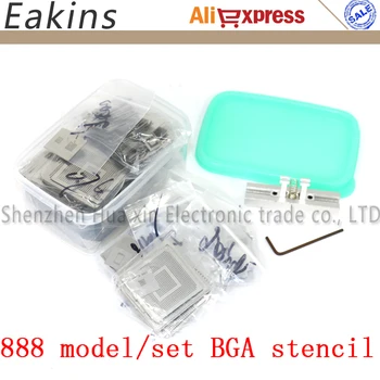 888 Modelo de BGA Estêncil Modelos com Aquecimento Directo, Reballing Stencil+Reballing Gabarito Para Chip de Retrabalho de Reparo Kit de Solda