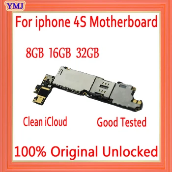 8GB /16GB /32GB para o iphone 4S placa-Mãe com OS Sistema,Original, desbloqueado para iphone 4S placa-mãe com Total Chips Frete Grátis