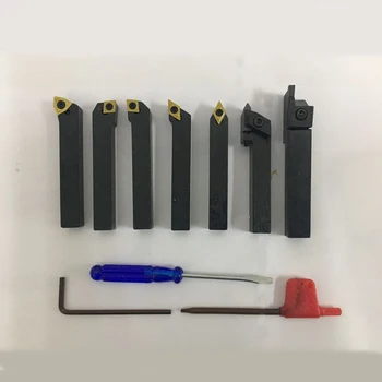 8mm 7pcs conjunto intercambiável torno fresa conjunto de ferramentas de ti-revestido dicas para torno CNC de carboneto de ferramenta para torneamento