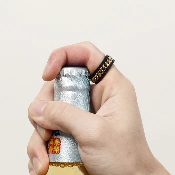8mm Cerveja Abridores de Dedo do Anel Abridor de Garrafa Bar Cubano de Titânio Anel de Aço Men #6-#12
