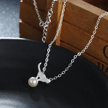 925 silver pearl pouco salto de gato senhoras pingente colares link curto cadeia de jóias sexo feminino mulheres de presente