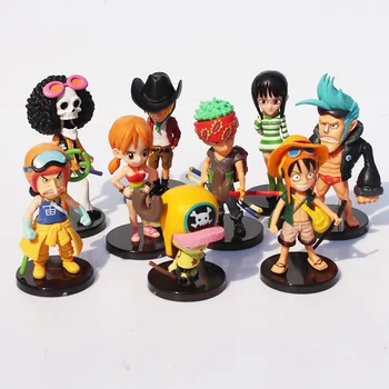 9pcs/série de Anime One Piece Mini Luffy, Roronoa Zoro, Sanji Usopp Franky Nami Figura Brinquedos Boneca