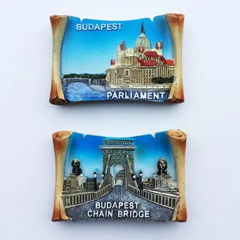 A Europa Hungria Budapeste Lembranças De Viagem Ímãs De Geladeira Resina Artesanais Pintados Magnético Frigorífico, Placa De Mensagem De Adesivos