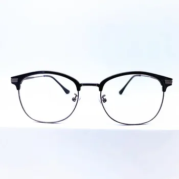 A Nova Safra Óculos Com Armação Mulheres Homens Rodada De Grandes Dimensões De Óculos Com Armações De Metal Óculos Limpar Lentes De Óculos