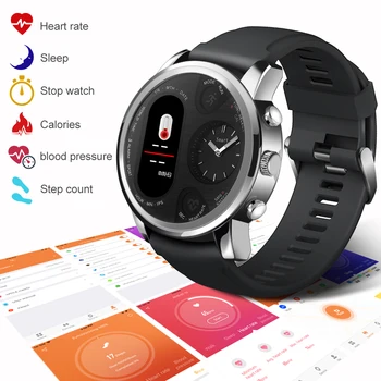 A dupla afixação T3 Smart Watch Homens IP68 Waterproof a frequência Cardíaca Pressão Arterial Mensagem Push Smartwatch para Android, iOS apple relógio