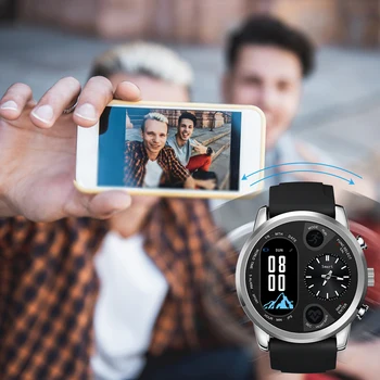 A dupla afixação T3 Smart Watch Homens IP68 Waterproof a frequência Cardíaca Pressão Arterial Mensagem Push Smartwatch para Android, iOS apple relógio