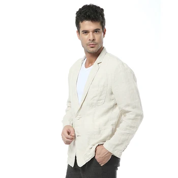 A itália marca casaco de linho homens outono de manga comprida de linho homens jaqueta de sólidos de moda jaquetas homens de negócios casual jaqueta masculina