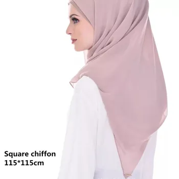 A primavera Novo Turbante Mulher Lenço Muçulmano usam Lenços na Cabeça de Chiffon 115*115 Praça Bufanda Mujer Hijab Lenço Véu Xale