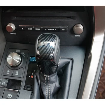ABS com Fibra de Carbono ABS Shift Cabeça de Botão Guarnição Tampa Lidar com Autocolante de Decoração de Interiores Peças se Encaixam para LEXUS IS250/350/200T-2017
