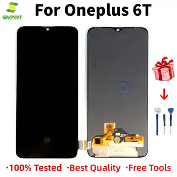 AMOLED Para OnePlus 6T de Toque do LCD Tela Digitalizador Assembly Para Oneplus6T Apresentar com Quadro de Substituição 1+6T 6.41