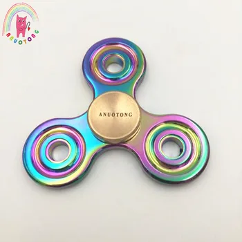 ANUOTONG Tri-Spinner Fidget Giratório em metal Colorido EDC Mão Giratório fidget Giratório Para o Autismo e TDAH Anti-Stress