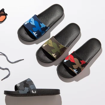 ASIFN Homens Camo Chinelos de quarto Slides de Verão Casual Sapatos Estilo Non-slip Interior e Exterior Sandálias Casa Sapato Masculino Flip-Flops