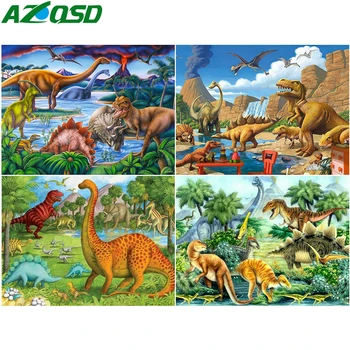 AZQSD Diamante Pintura Dinossauro Ponto de Cruz, Kits de Decoração Bordado de Diamante Venda de Animais Completa Praça de Broca de Artesanato