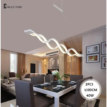 AZUL VEZ L100CM 120cm Novo Modernos e Criativos LED Luzes Pingente de Onda lustre da Sala de Jantar Sala de estar Pendente de Luz 110V 220V