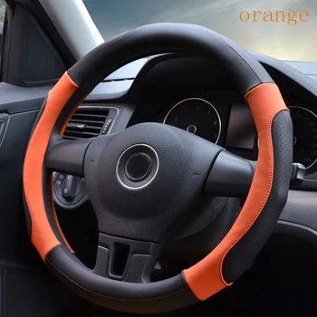 Acessórios para carro confortável laranja branco preto moda Respirável Micro Fibra de Couro de carro Cobertura de Volante 36cm/38cm/40cm