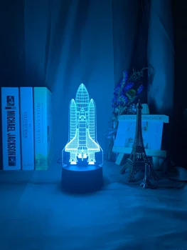 Acrílico Ilusão 3d da Noite do Diodo emissor de Luz Foguete Modelo de Mudança da Cor do Sensor de Toque Nightlight Para Crianças de Criança Quarto Decoração de Lâmpada da Tabela