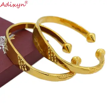 Adixyn 2pcs/muitas Mulheres Dubai Pulseira de Ouro 24K Cor Pulseira Africano/ árabe/Birr Noiva Jóias de Casamento N071018