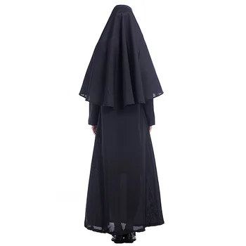 Adultos Cosplay Virgem Maria, Freira Traje Adulto da Páscoa Missionária Vestido Preto de Halloween Traje S-2XL