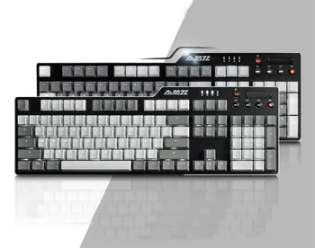 Ajazz AK33i USB com Fio Punk máquina de escrever, Multimídia, Programação de Macro Mechanical Gaming Keyboard PBT/ABS Luminosa Keycaps