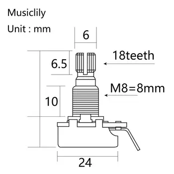 Alfa Total Métrica Dividir Tamanho do Eixo de Controle de Potes de Áudio Cone B500K Potenciômetros para Guitarra (Conjunto de 4)