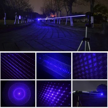 Alta Potência de 1,6 W Alongar Azul Ponteiros Laser de 450nm Lazer Caneta Vista Lanterna Queima de fósforo/Gravar charutos incluído 18650 Bateria