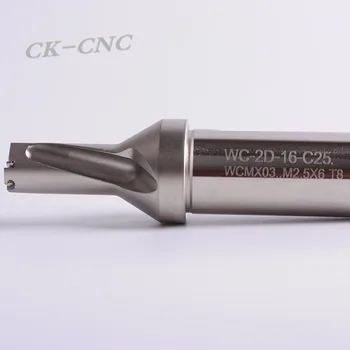 Alta qualidade de WC-2D-16 C25 U broca broca intercambiável CNC FERRAMENTA de 16mm-2D Usinagem comprimento=32mm para inserir WCMX03