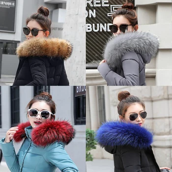 Alta qualidade de inverno mulheres Fashion Faux raccoon grande gola de pele Artificial gola de pele Falsa pele de raposa de 8 cores