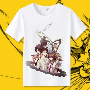 Alto-Q Unisex Anime Cos Steins Gate Okabe Rintarou Makise Kurisu Shiina Mayuri Algodão Casual T-Shirt T-T-Shirt