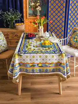 Americano, toalha de mesa Europeu planta retro borla família toalha de mesa de TV, armário de mesa de chá toalha de mesa