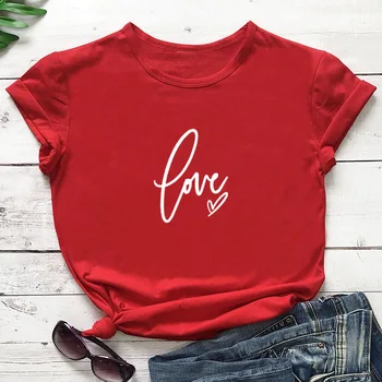 Amor com o coração mais Recentes Funny T-shirt do Dia de são Valentim Amor a Camisa de Dia dos Namorados Mulheres Casual Algodão Tees Presente do Dia dos Namorados