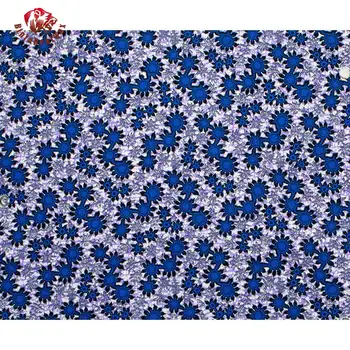 Ancara Tecido África Poliéster Impressão Flor Azul Africana BintaRealWax de Alta Qualidade 6 metros/monte-Africana de Tecido para o Vestido de FP6324
