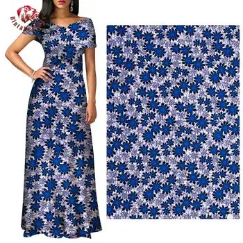 Ancara Tecido África Poliéster Impressão Flor Azul Africana BintaRealWax de Alta Qualidade 6 metros/monte-Africana de Tecido para o Vestido de FP6324