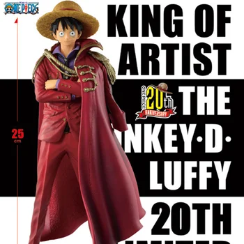 Anime One Piece Figuras Rei do Artista Monkey D Luffy 20º Aniversário de Roupas Vermelhas Luffy Ação Estatueta Modelo de Brinquedo Boneca 25cm